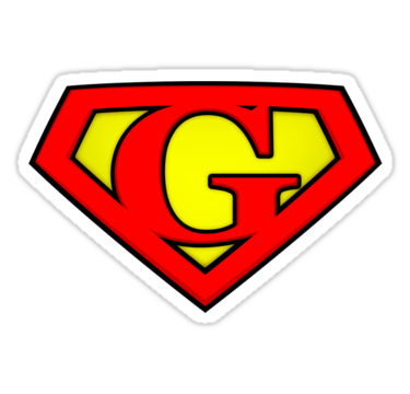 Superhero G Logo - letters adam. SUPER G Logo Shield Stickers