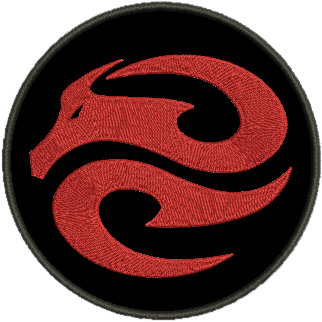 Black and Red Dragon Logo - Awakening Gi Patch, Red Dragon on Black 108mm