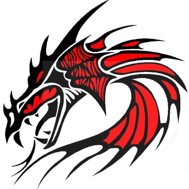 Black and Red Dragon Logo - Cls Super Cool Stereoscopic Red Fire Dragon Simulated Car Sticker