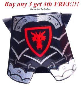 Black and Red Dragon Logo - ☀️NEW Lego Black Breastplate RED DRAGON HEAD Chest Armor Castle ...