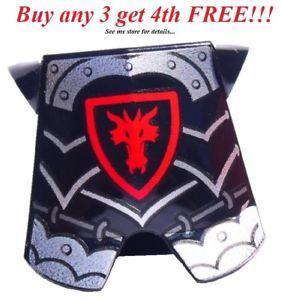 Black and Red Dragon Logo - ☀️NEW Lego Black Breastplate RED DRAGON HEAD Chest Armor Castle