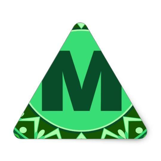 Triangle with Green M Logo - Monogram Initial name green letter alphabet m Triangle Sticker