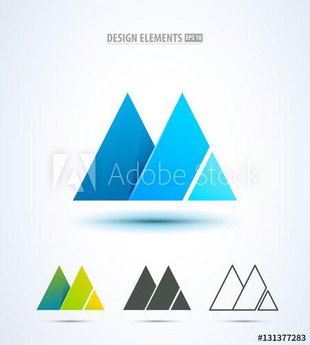 Triangle with Green M Logo - Abstract mountain icon or letter M logo elements. Origami style