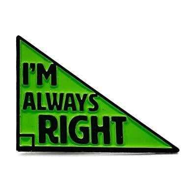 Triangle with Green M Logo - Math Enamel pin angle I'm always right lapel pin