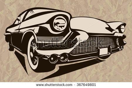 Old School Automotive Logo - Vintage muscle cars inspired cartoon sketch. Vector abstract old