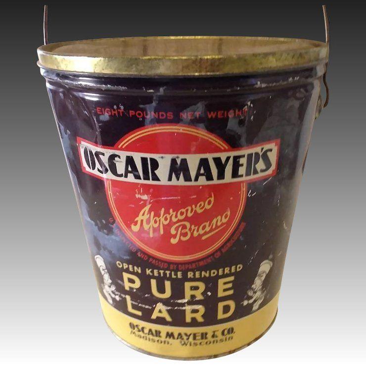 Vintage Oscar Mayer Logo - Vintage Oscar Mayer Approved Brand Lard Tin : Wildgeraniums Antique ...