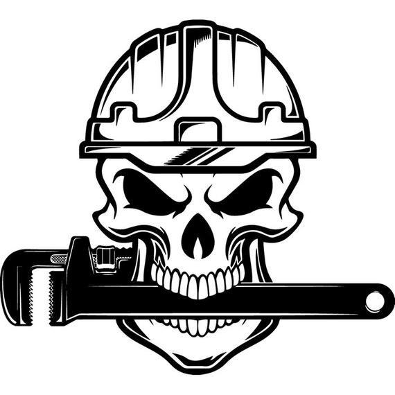 Wrench Logo - Plumbing Logo 4 Skull Plumber Pipe Wrench Toolbox | Etsy