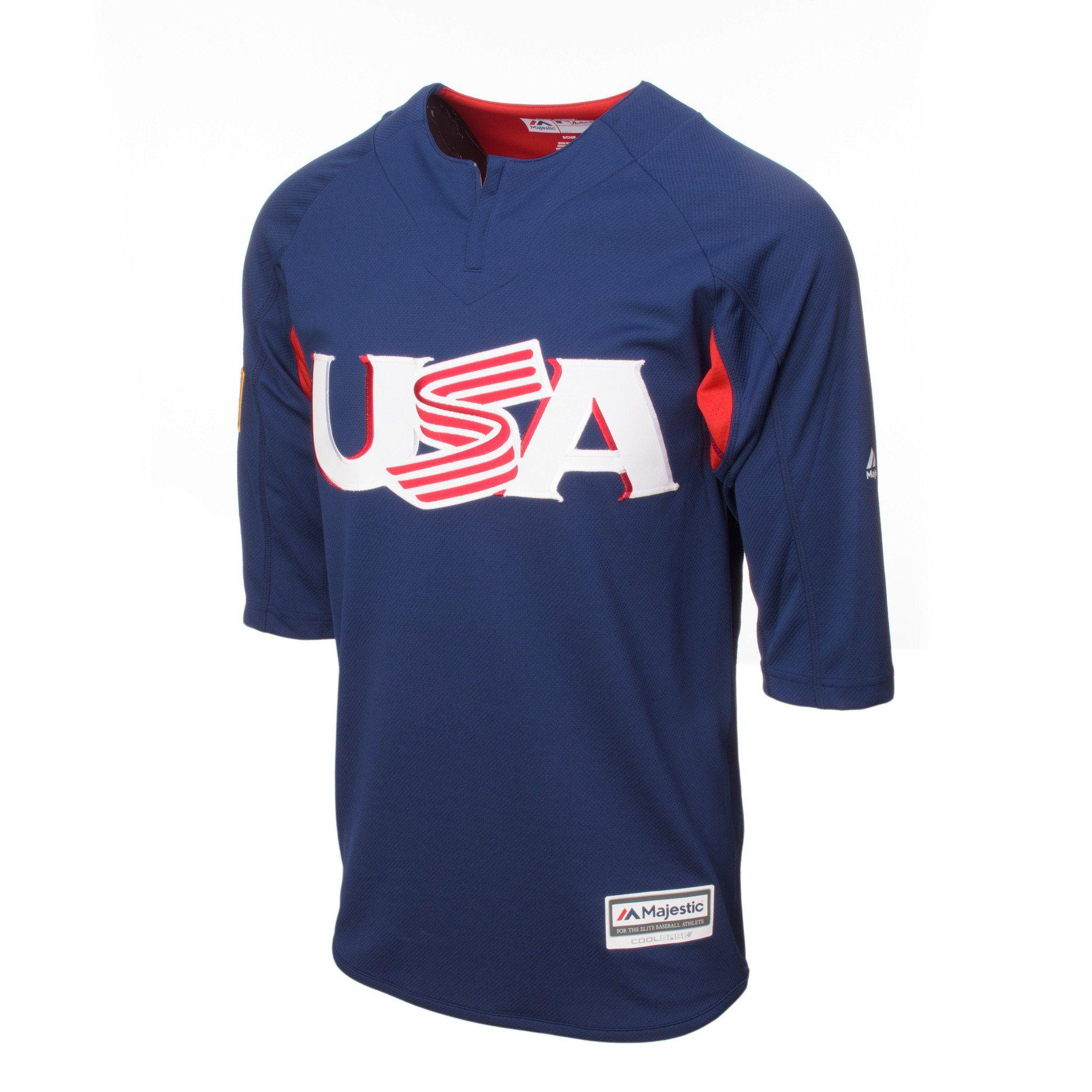 Majestic Clothing Logo - 3/4 Sleeve On-Field BP Trainer Jersey - Jersey Logo | USA Baseball Shop
