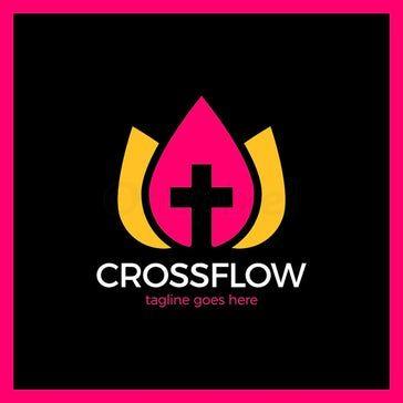 Pink Cross Logo - Flower Cross Logo - Church - 3864079 | Onepixel