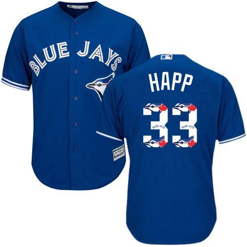 Majestic Clothing Logo - Men's J.A. Happ Authentic Royal Blue Majestic Jersey small,medium ...