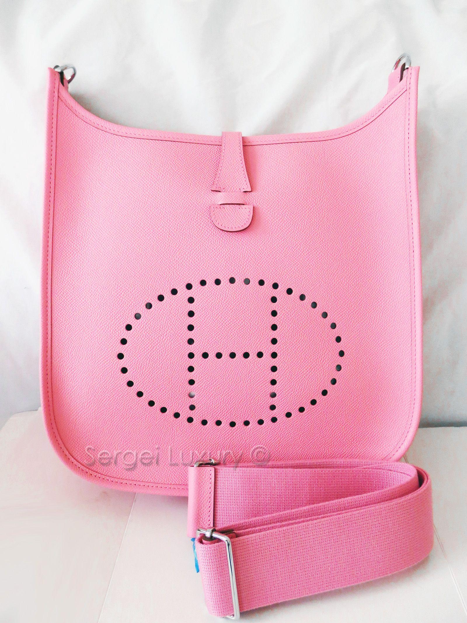 Pink Cross Logo - LOVE! New AUTHENTIC Hermes Evelyne PM Rose Confetti PINK Cross body