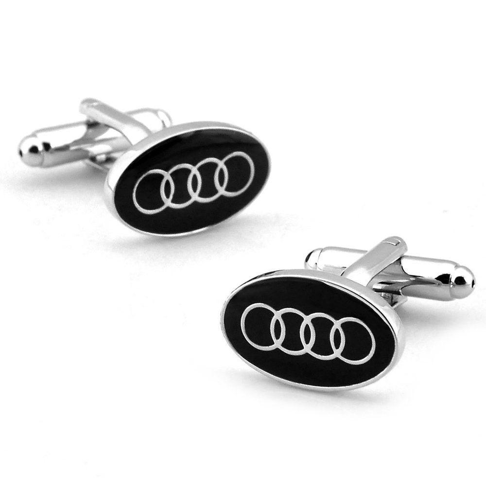 Black Oval Logo - NEW** Premium Silver Audi Black Oval Car Logo Cufflinks Wedding Gift ...