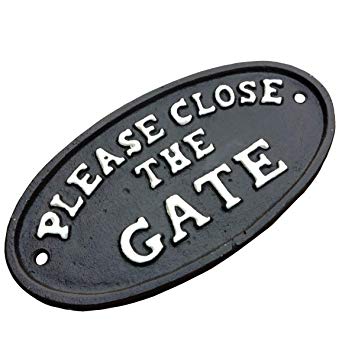Black Oval Logo - MandyTools Please Close The Gate Oval Cast Iron Sign Plaque