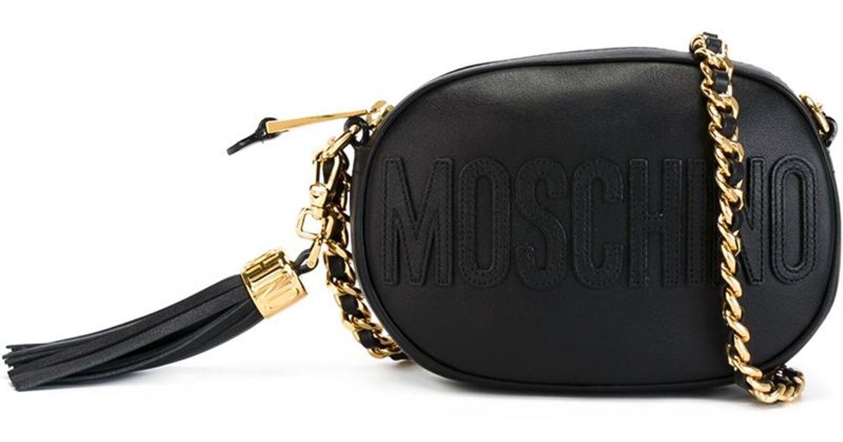 Black Oval Logo - Moschino Oval Logo Crossbody Bag in Black - Lyst