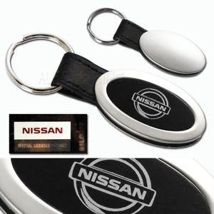 Black Oval Logo - Black Leather Chrome Black Oval Key Ring Keychain Fob With Nissan ...