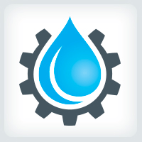 Plumbing Logo - Water droplet and Gear