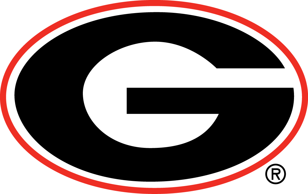 Red and Black College Logo - Georgia Bulldogs Primary Logo (1964) - A black G in a red oval ...