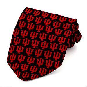 Red and Black College Logo - Indiana Hoosiers Silk Mens Necktie University College Logo Red Black ...