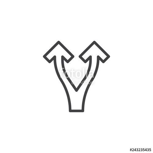 Two Arrows Up Logo - Split arrows up line icon. linear style sign for mobile concept and ...
