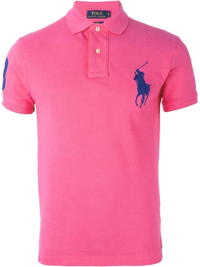 Pink Polo Logo - Polo Ralph Lauren Logo Embroidered Polo Shirt, C$177. farfetch.com