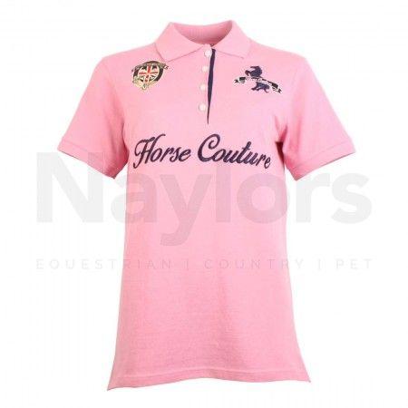Pink Polo Logo - Horse Couture Simona Large Logo Polo Shirt Pink | Naylors.com
