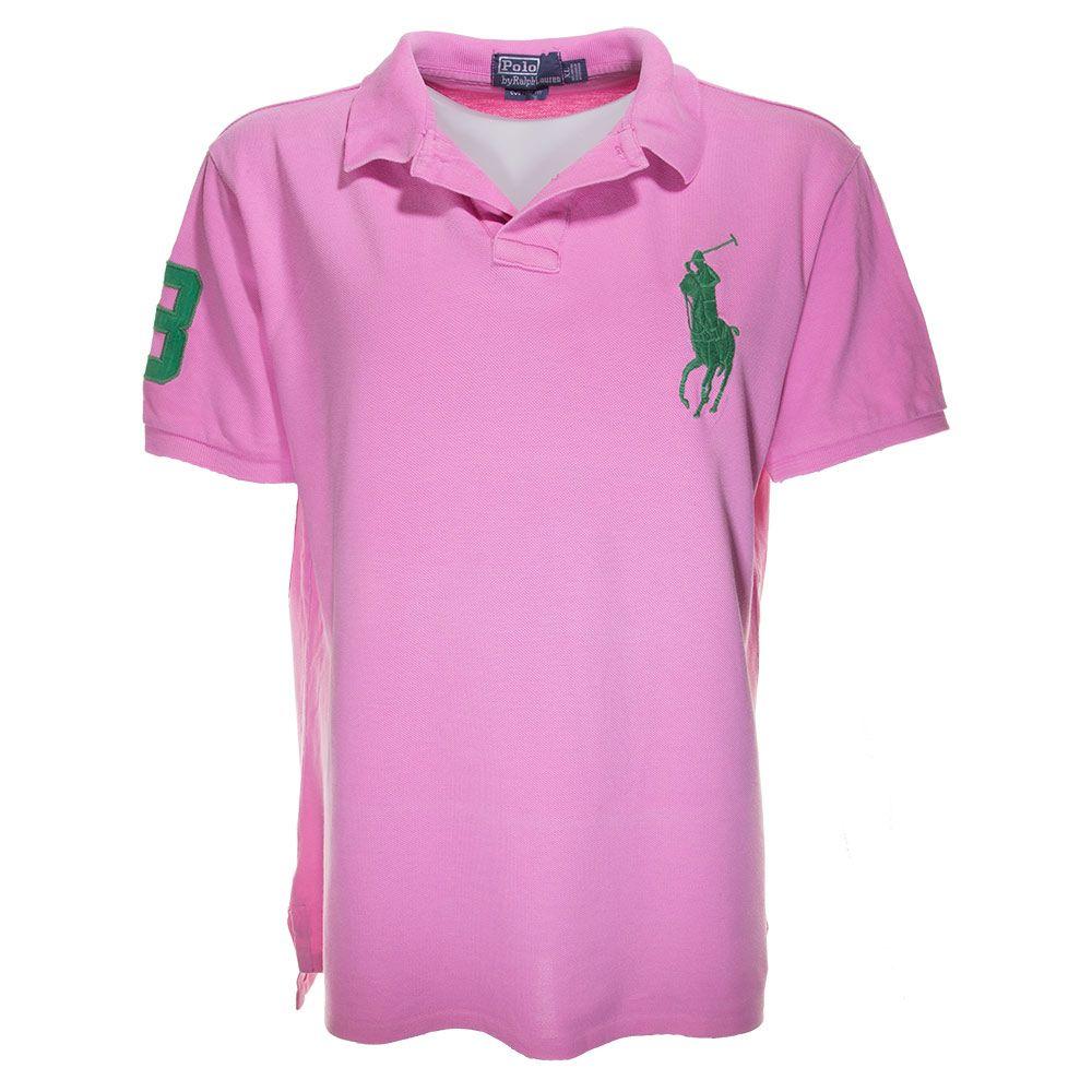 Pink Polo Logo - Baby Pink Ralph Lauren Big Logo Polo Shirt - XL - Dirty Harry Clothing