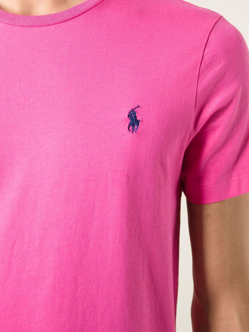 Pink Polo Logo - Polo Ralph Lauren Logo Embroidered T Shirt In Pink For Men