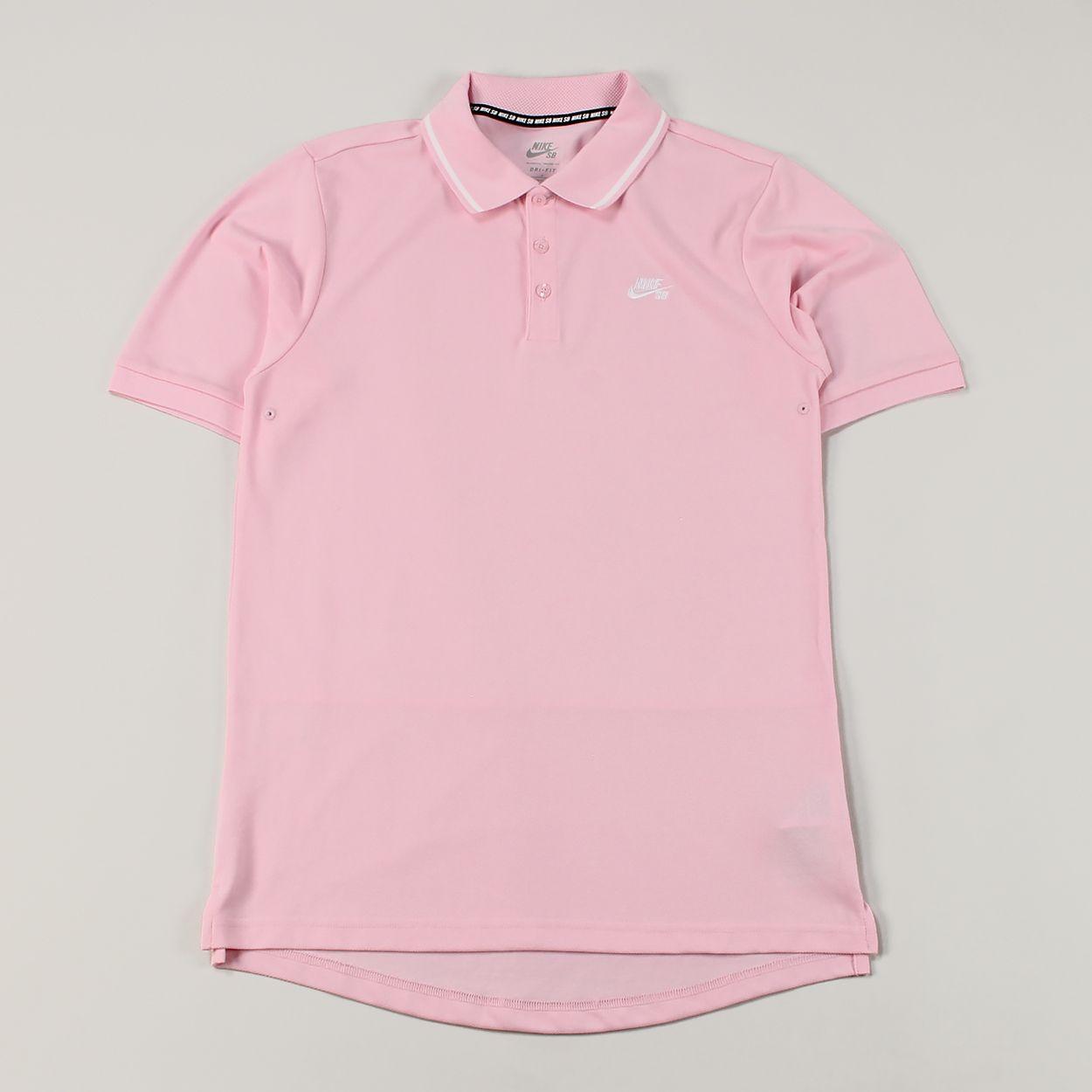 Pink Polo Logo - Nike SB Dry Pique Material Embroidered Logo Tip Polo Shirt Pink £30.00