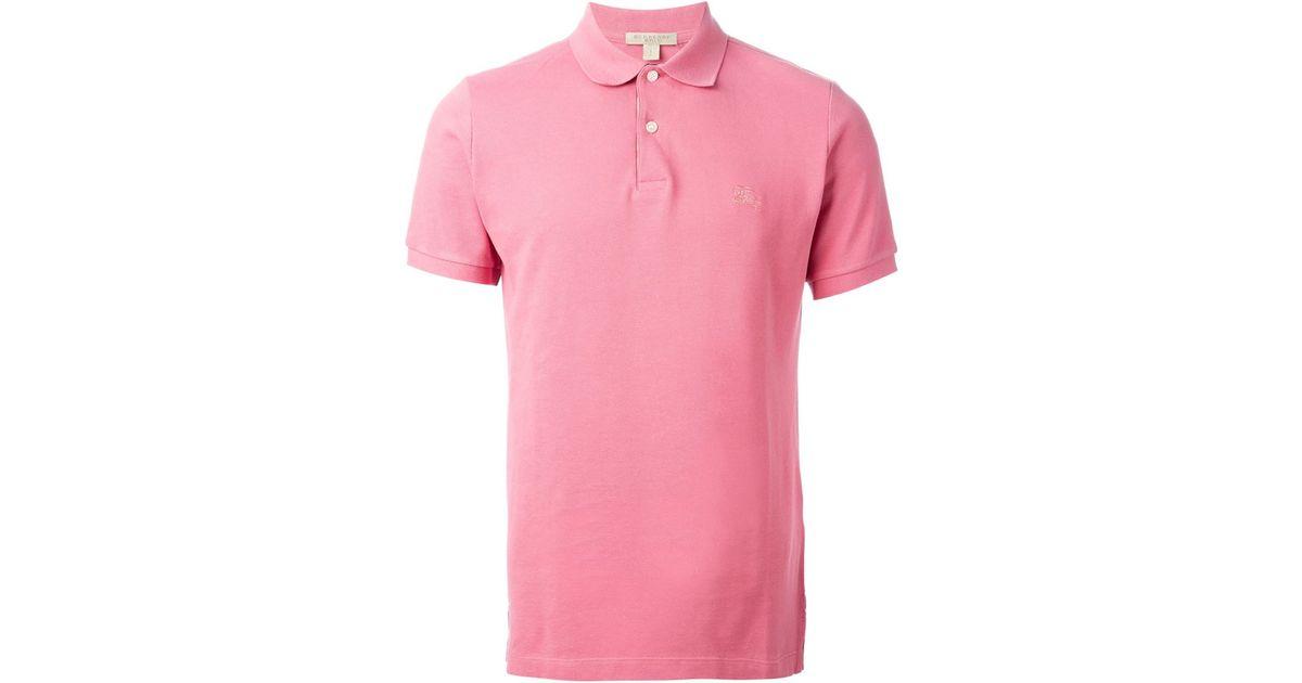 Pink Polo Logo - Burberry Brit Logo Embroidered Polo Shirt in Pink for Men