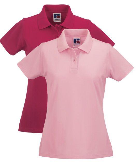 Pink Polo Logo - Russell Jerzees 569f Plain Womens Ladies Cotton Polo Shirt No Logo