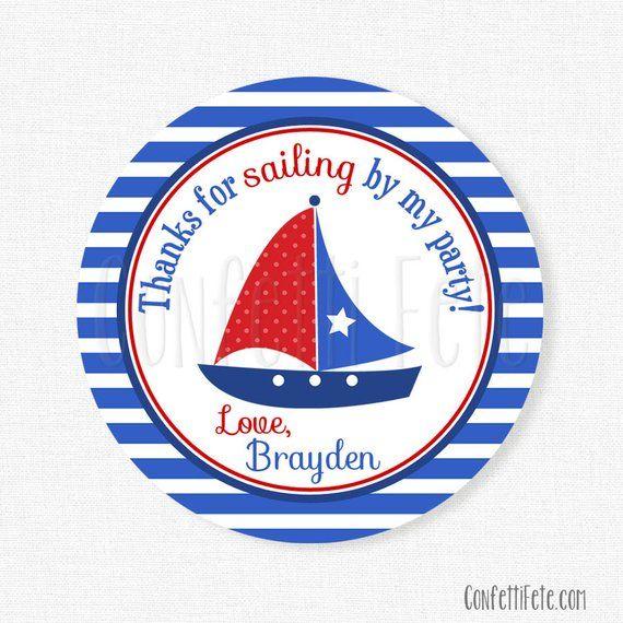 Red White Blue Sailboat Logo - Nautical Favor Tags, Sailboat Tags, Anchor Gift Tag, Preppy Gift Tag ...