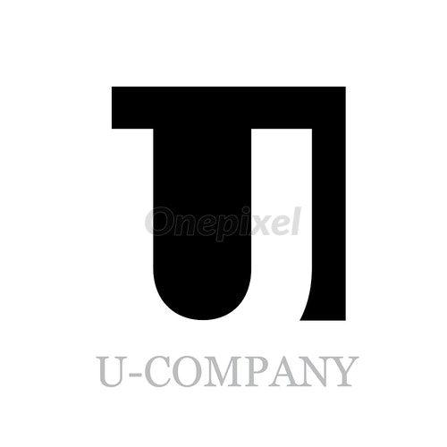 Black Square Company Logo - Vector geometric initial letter U on black square background ...