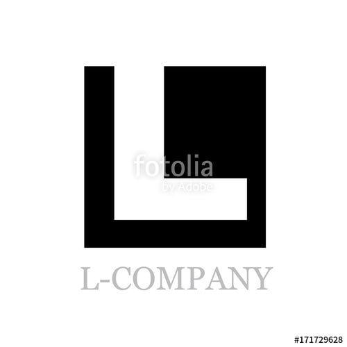 Black Square Company Logo - Vector geometric initial letter L on black square background Stock