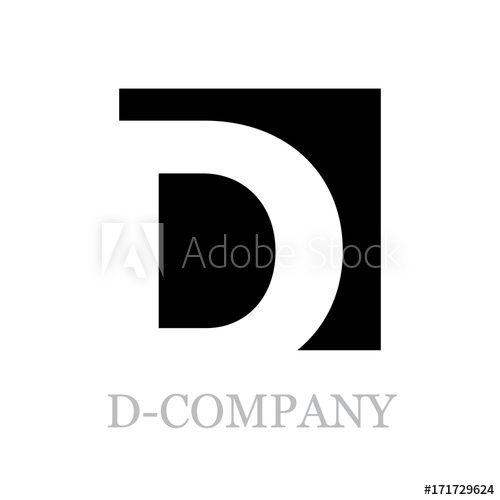 Black Square Company Logo - Vector geometric initial letter D on black square background