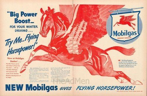 Horse Gas Station Logo - 1945 Mobilgas Pegasus Red Flying Horse Mobil Ad My favorite gas ...