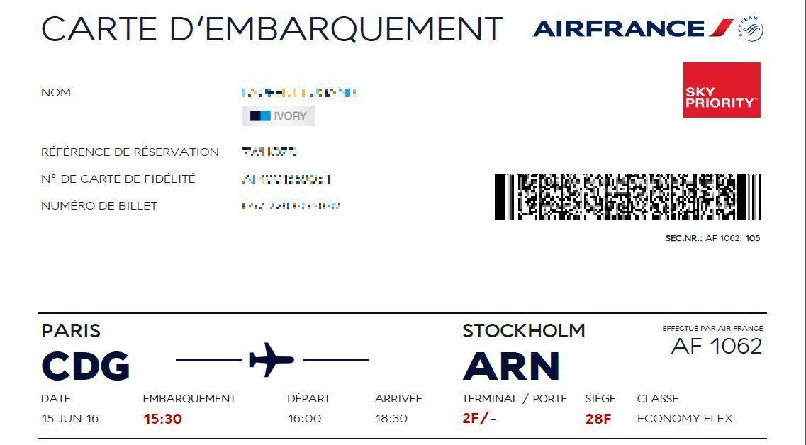 CDG Air Logo - Review of Air France flight from Paris to Stockholm in Economy