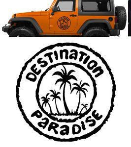 Destination Paradise Logo - DESTINATION PARADISE BEACH OCEAN COAST PALM DECAL STICKER 20 INCH ...