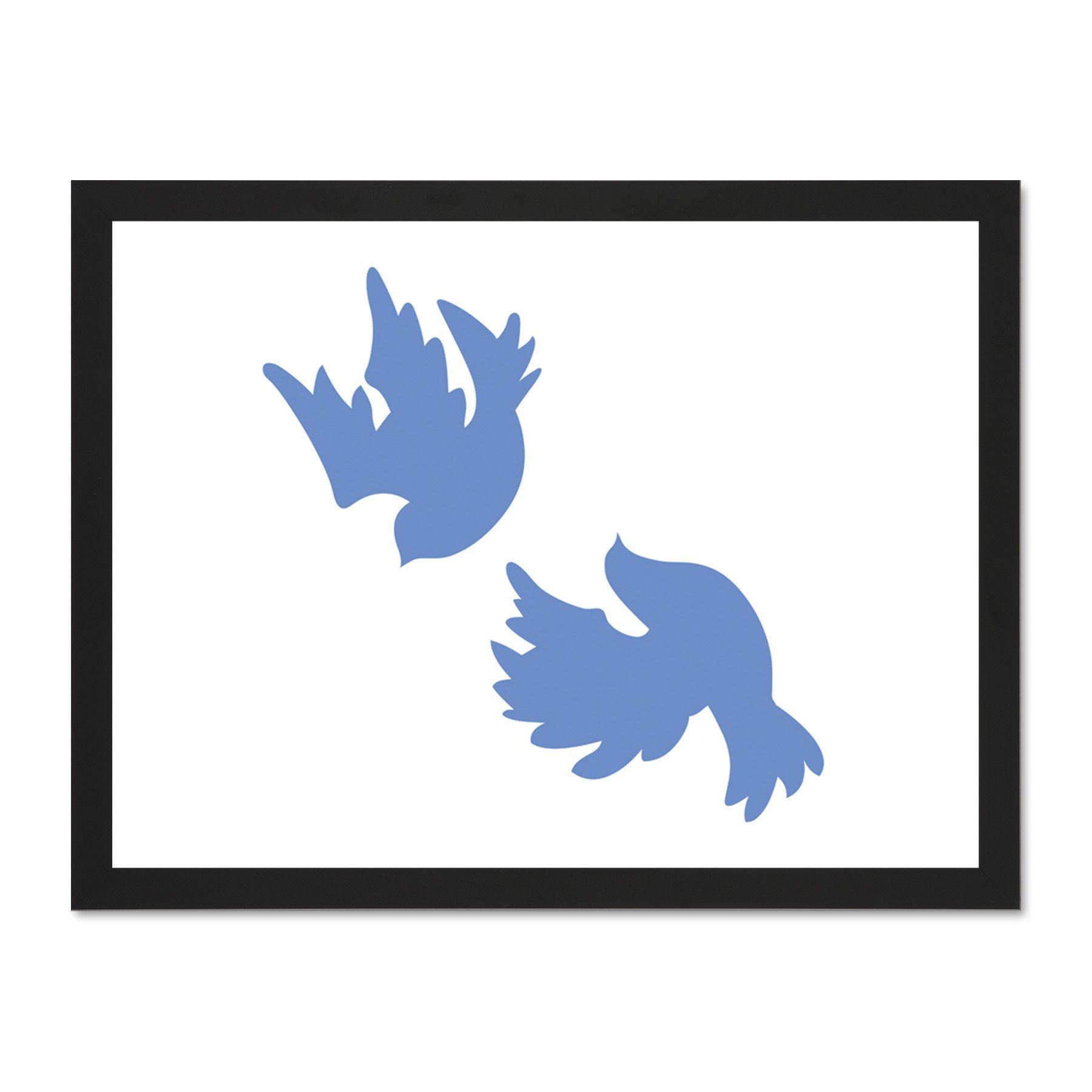 Brown Dove Logo - Painting Illustration Blue Silhouette Birds Dove Art Large Framed ...