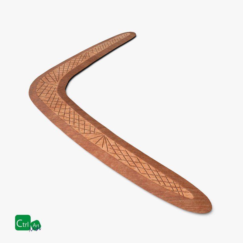 Boomerang 3D Logo - Wooden boomerang 3D