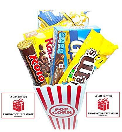 Redbox Movie Popcorn Logo - Movie Night Popcorn, Candy And Redbox Movie Gift Basket ~ Includes Movie  Theater Butter...