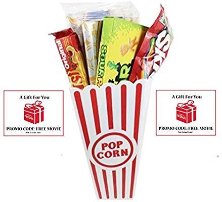 Redbox Movie Popcorn Logo - Movie Night Popcorn, Candy And Redbox Movie Gift Basket Includes Movie Theater Butter Popcorn, Concession Stand Candy and a Gift Card for 2 Free