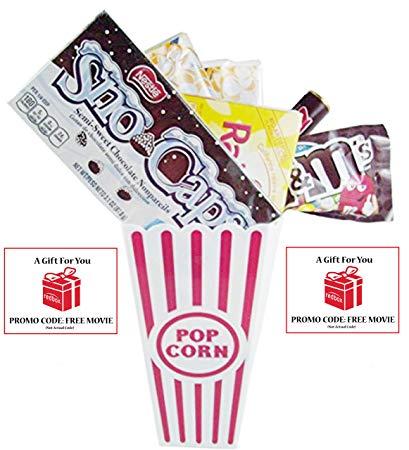 Redbox Movie Popcorn Logo - Movie Night Popcorn, Candy And Redbox Movie Gift Basket Includes Movie Theater Butter