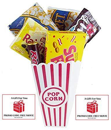 Redbox Movie Popcorn Logo - Movie Night Popcorn, Candy And Redbox Movie Gift Basket ~ Includes Movie  Theater Butter...