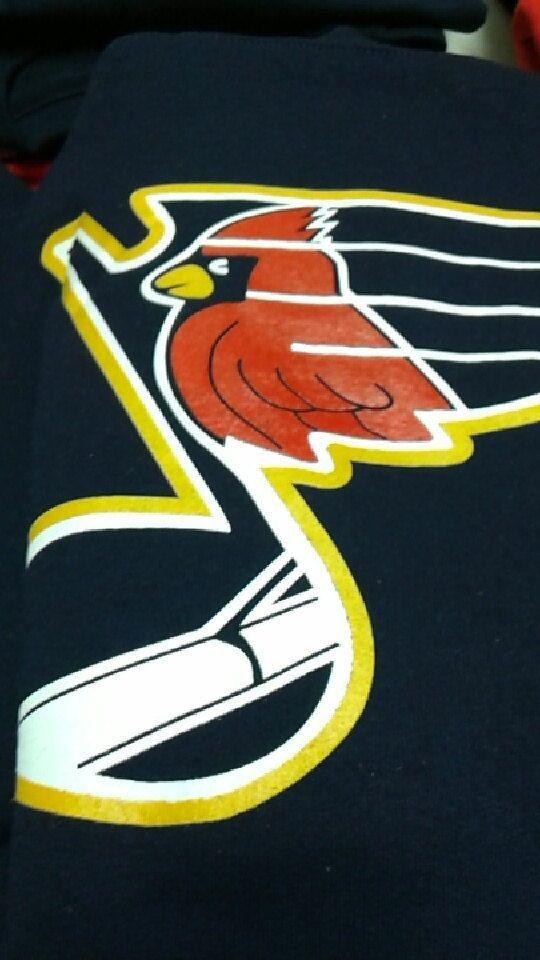 Birds STL Blues Logo - St. Louis Blues And Cardinals Short Sleeve Mashup T Shirt RED