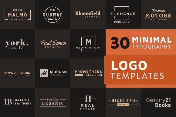 Typography Logo - 30 Minimal Typography Logo Templates ~ Logo Templates ~ Creative Market