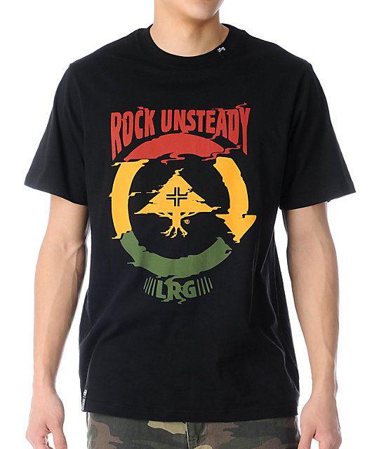 LRG Rasta Logo - LRG Rock Unsteady Black & Rasta T-Shirt | Zumiez