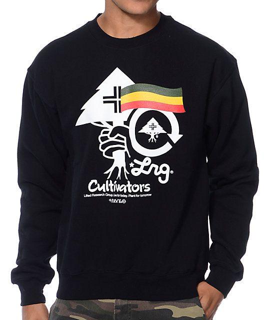 LRG Rasta Logo - LRG Cultivators Black & Rasta Crew Neck Sweatshirt