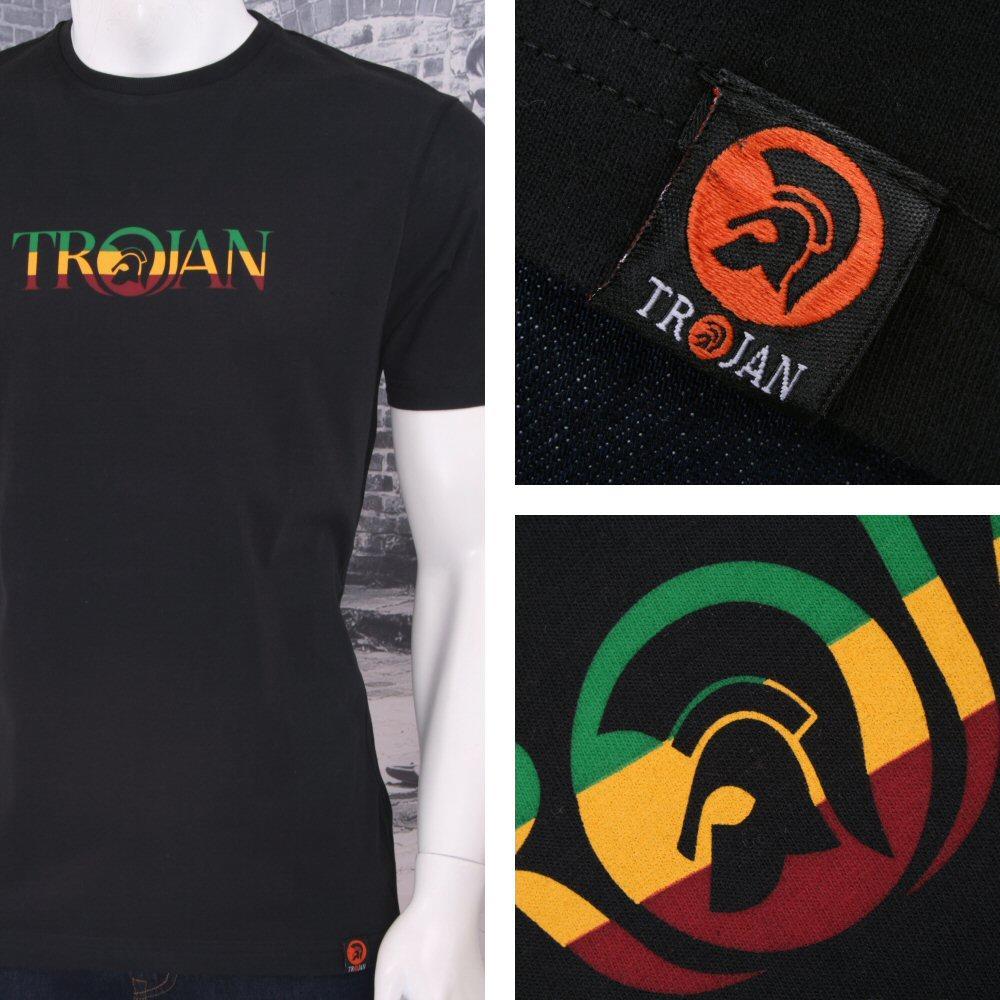 LRG Rasta Logo - Trojan Records Retro Ska Skin 60's Jamaican Rasta Reggae Logo Tee