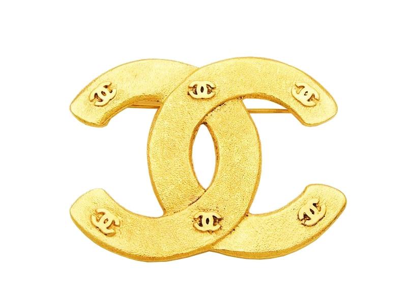 Double CC Logo - Authentic vintage Chanel pin brooch CC logo & small double C jewelry