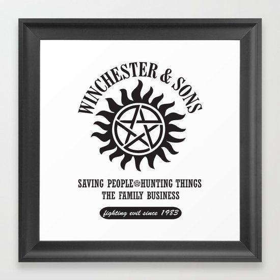 Supernatural Winchester Logo - SUPERNATURAL WINCHESTER AND SONS Framed Art Print